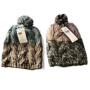 NWT Coldwater Creek Knitted Pom Pom Beanies Bundle of 2